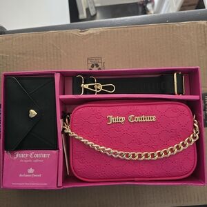 Juicy Couture Fuchsia Quilted Crossbody with Gold Chain